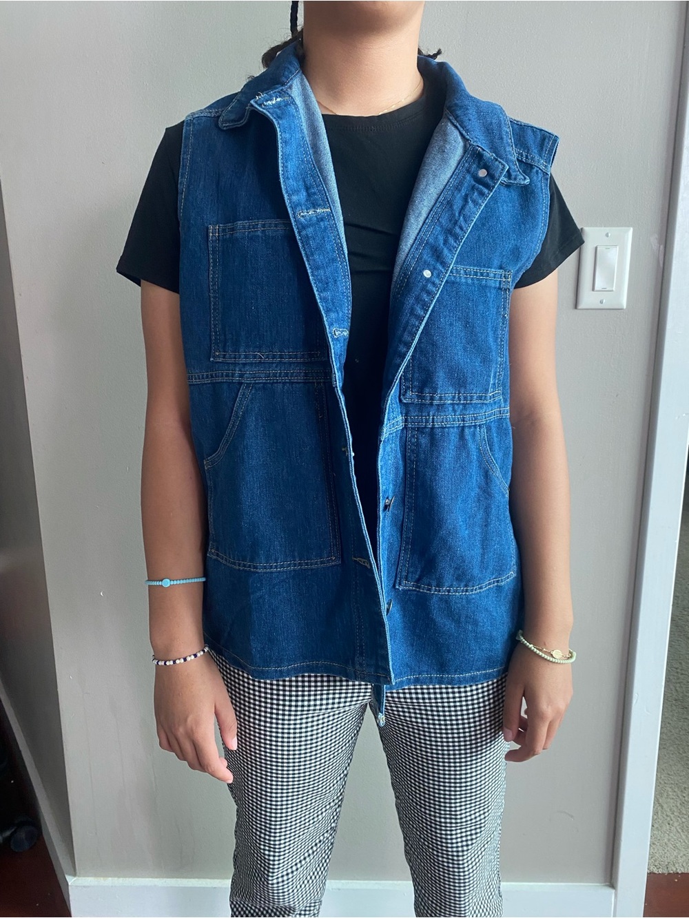 Sleeveless Denim Vest - Blue